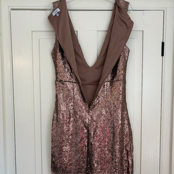 TOBI Bronze Sequined Mini Dress, Medium - Picture 4 of 11